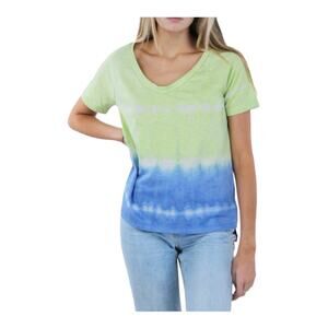 Maroni NWOT Women’s Lime And Blue Tie Dye VNeck Oversized Tee SM
